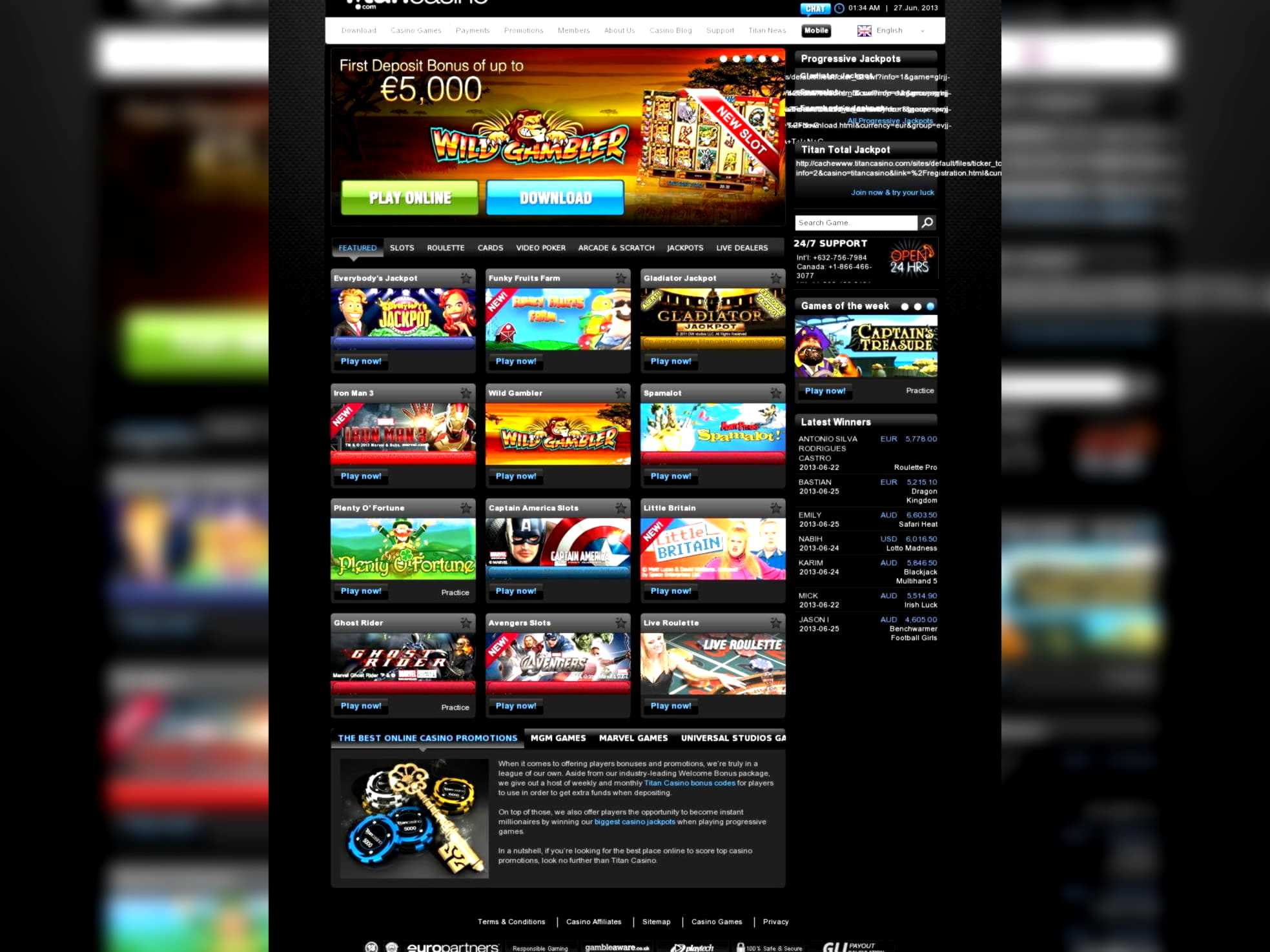 €645 Casino chip at Yukon Gold Casino