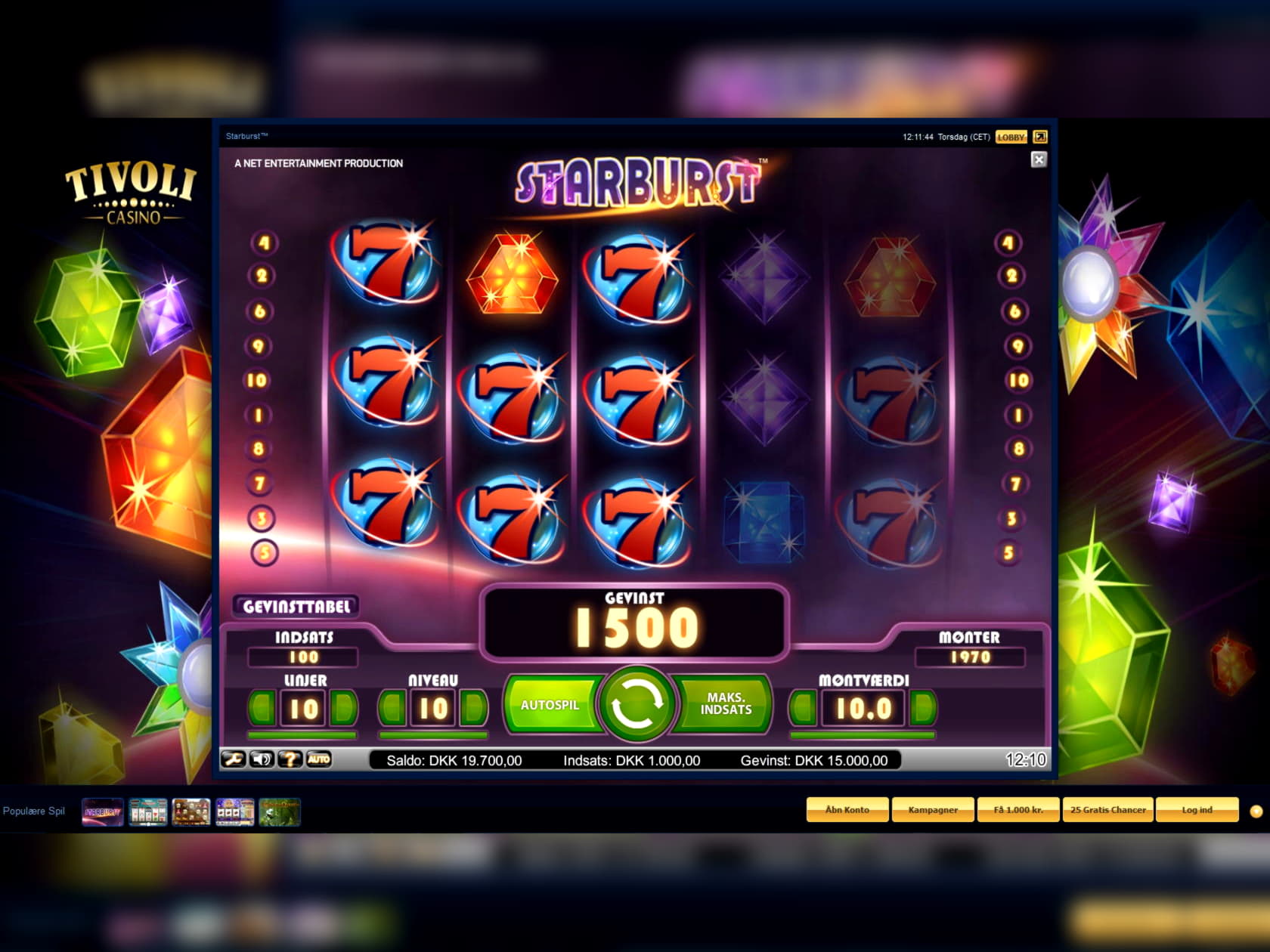 210 Loyal Free Spins! at bWin Casino