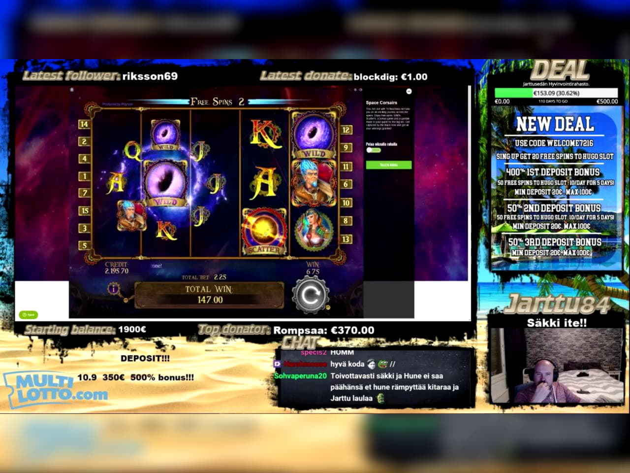 155 Free Spins no deposit at Seven Cherries Casino