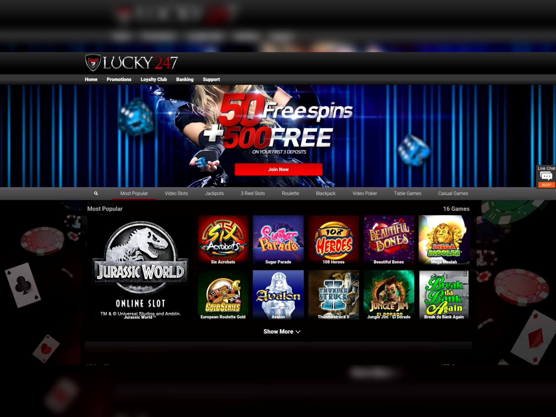 $280 FREE Casino Chip at Club Gold Casino