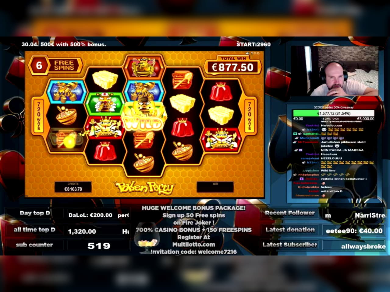 380% Deposit match bonus at Karamba Casino