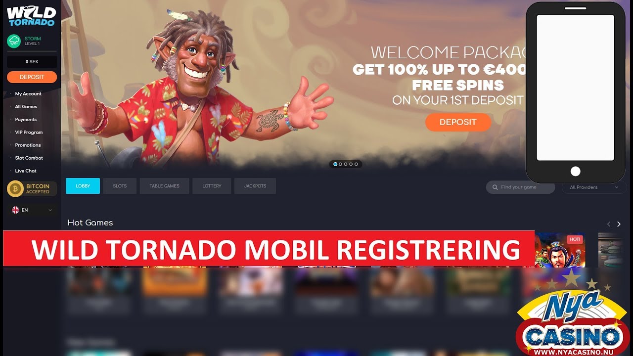 Hur man spelar på WILD TORNADO casino : MOBIL Registrering