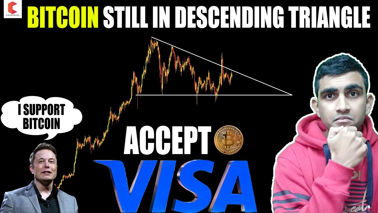 BITCOIN still in descending triangle, Elon Musk support #Bitcoin,Visa soon accept #Bitcoin
