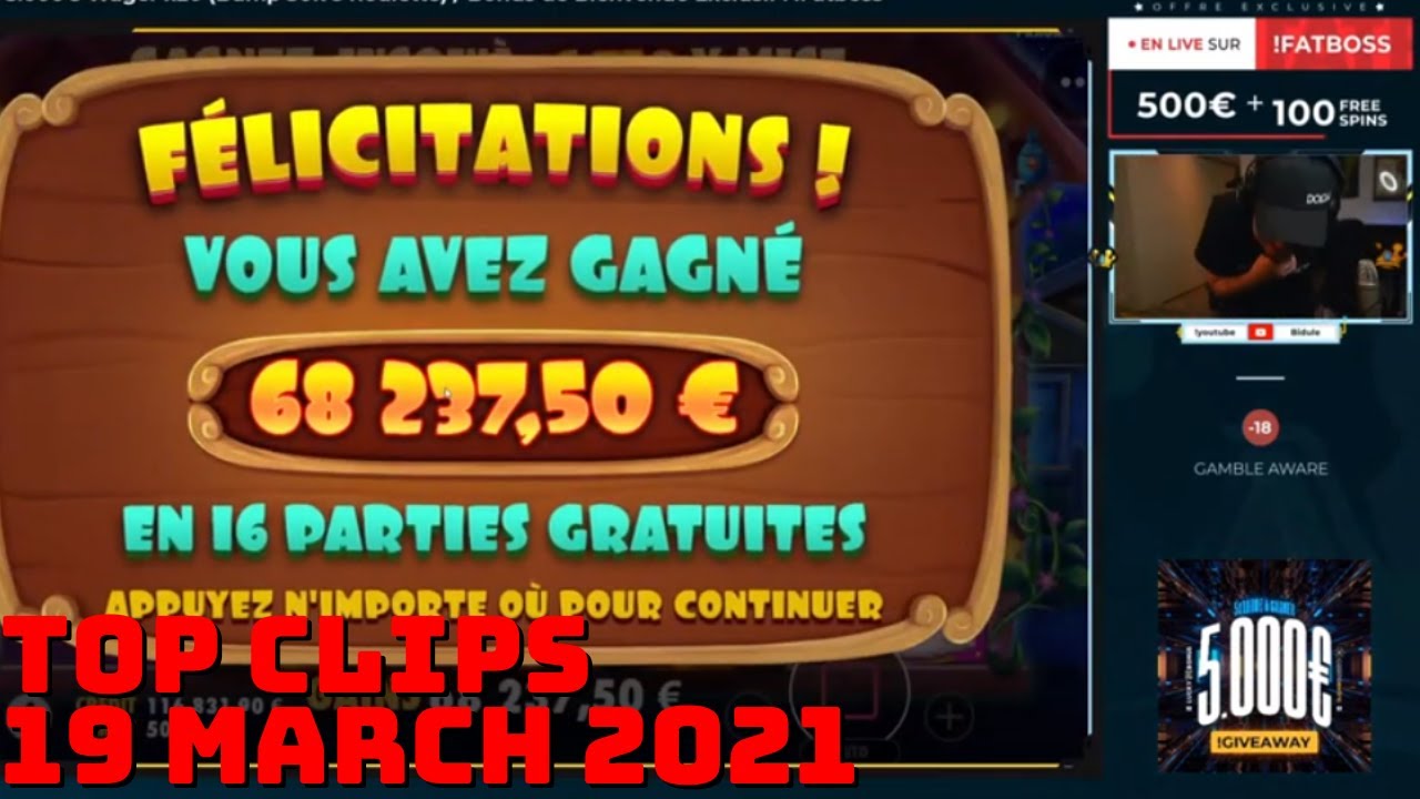 Top 5 Slots Big Win Casino Clips On Twicth - 19 March 2021