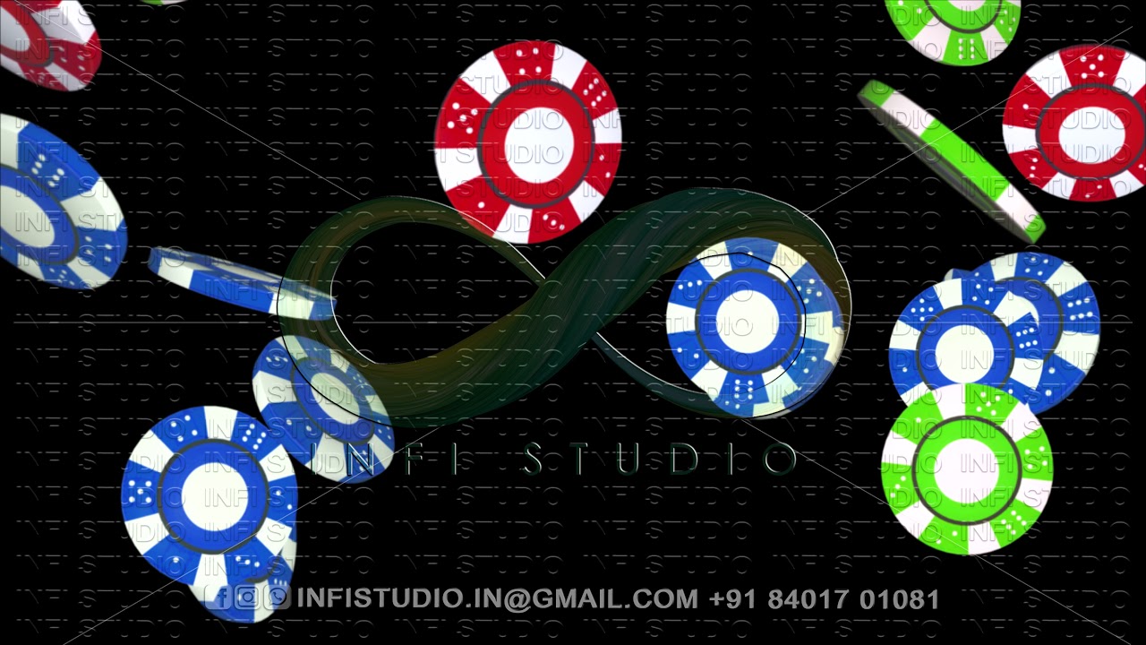 Golden casino chips fall from top on black background 4K 3D Alpha Green Screen loop Animation.,