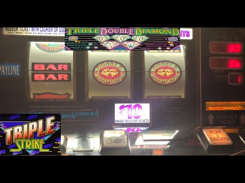 CLASSIC OLD SCHOOL HIGH LIMIT CASINO SLOTS: $10 DOUBLE DIAMOND + TRIPLE STRIKE SLOT PLAY! BIG WINS!
