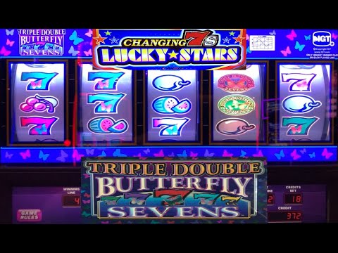 CLASSIC CASINO SLOTS: 5 REEL MADNESS! CHANGING 7S LUCKY STARS + TRIPLE DOUBLE BUTTERFLY SEVENS!