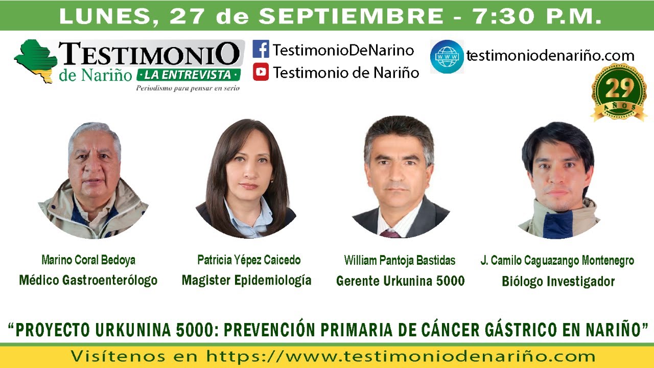 Tema: “Proyecto Urcunina 5.000: Prevención primaria de Cáncer Gástrico en Nariño"”