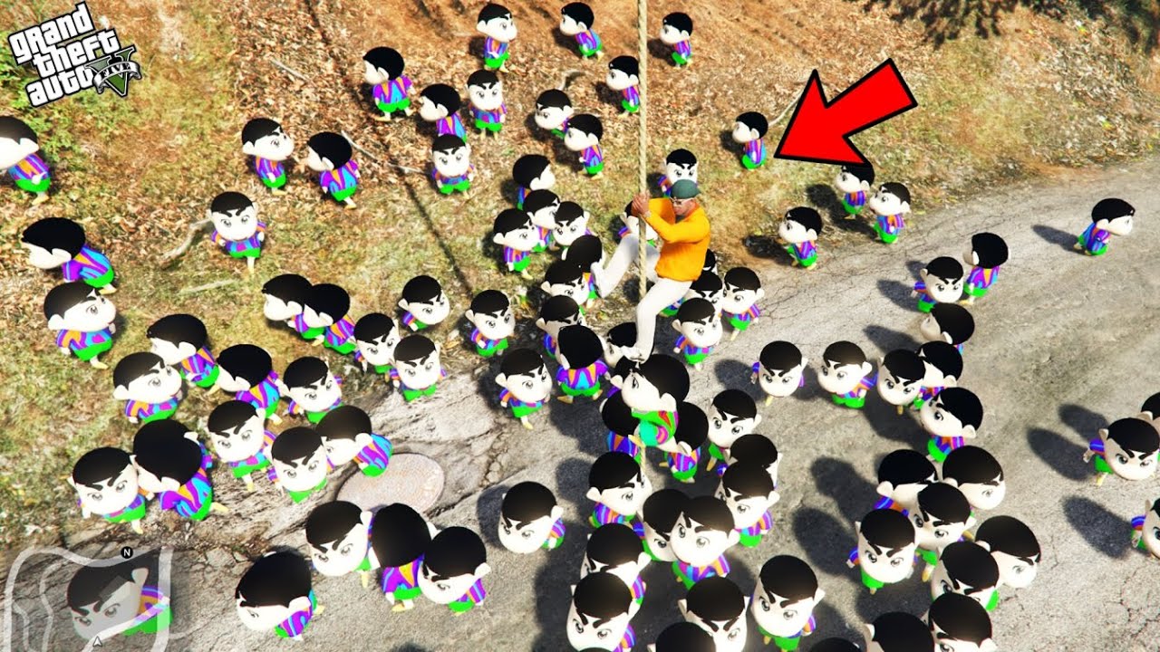 GTA 5 : 10,000 Shinchan & Pinchan Attacked Franklin In GTA 5 ! (GTA 5 mods)