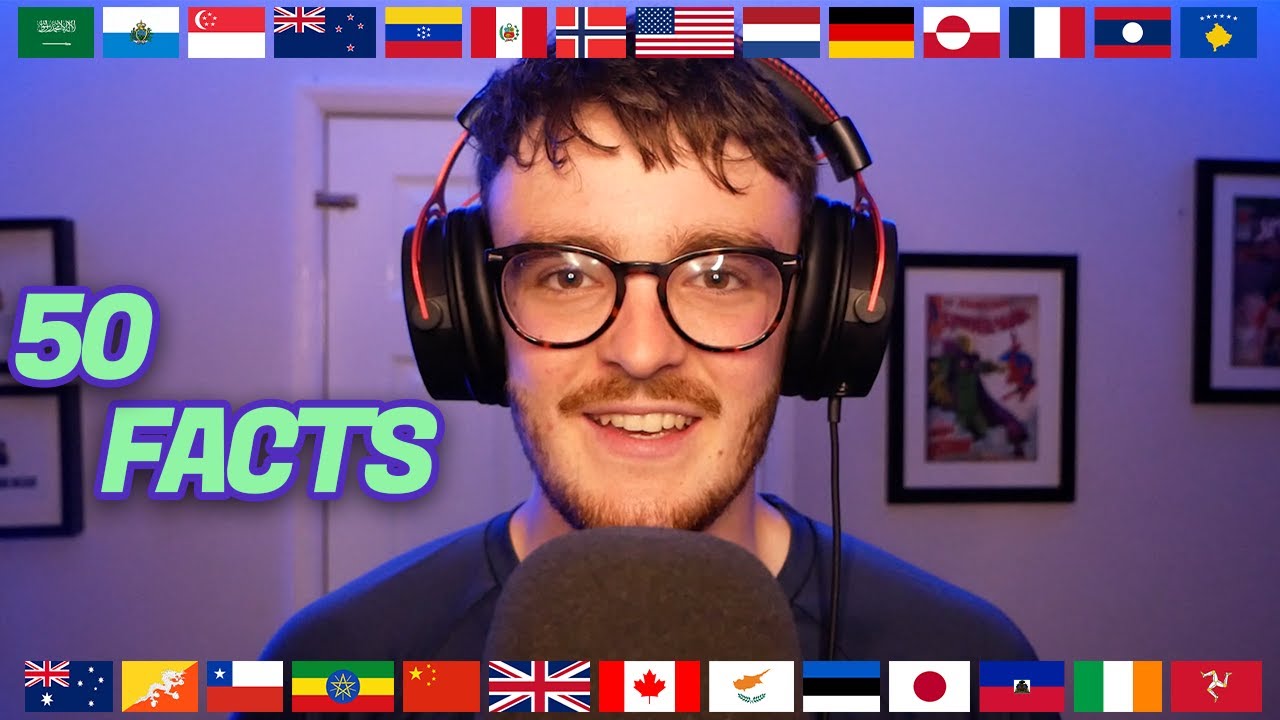 ASMR 50 FACTS about 50 COUNTRIES (Ear-To-Ear Whisper)