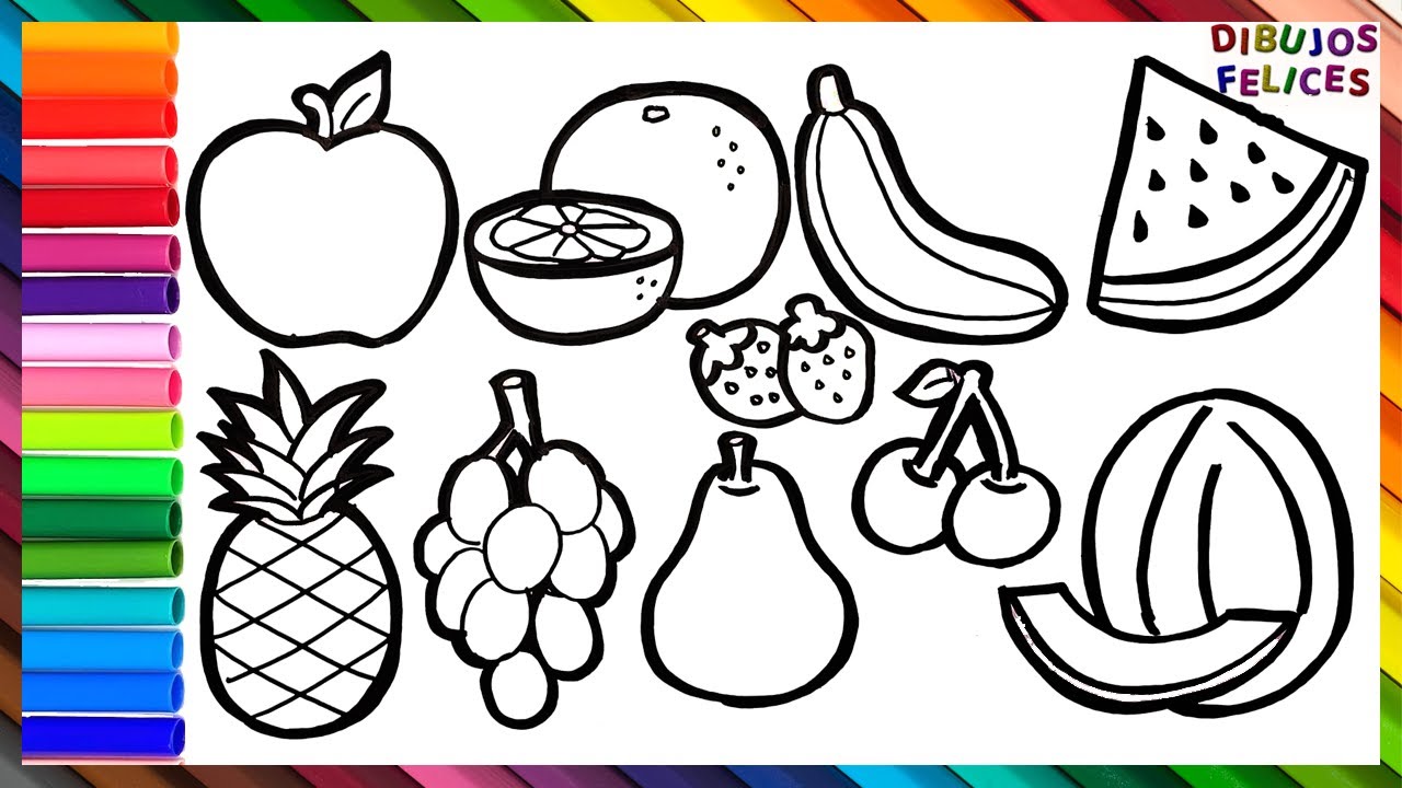Cómo Dibujar y Colorear 10 Frutas ???? Dibujos Para Niños