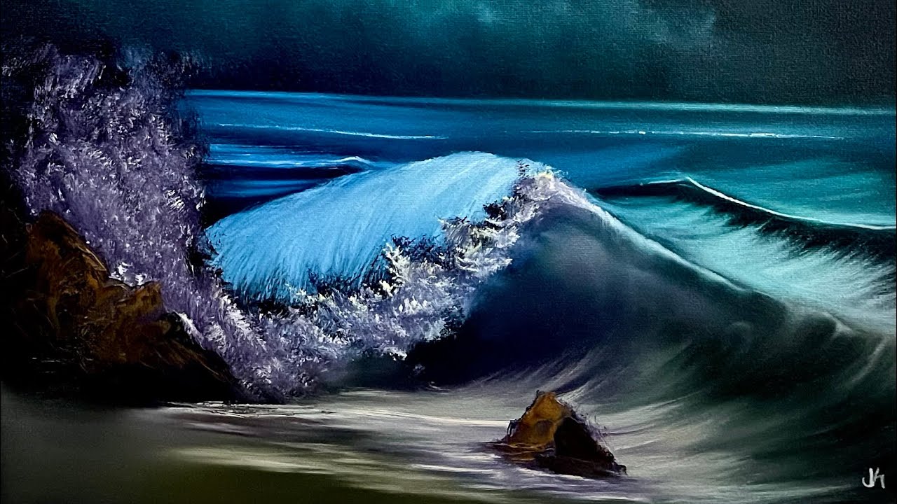 Lets Paint a #Seascape #LandscapePainting #OilPainting #Tutorial #PaintWithJosh #BobRoss