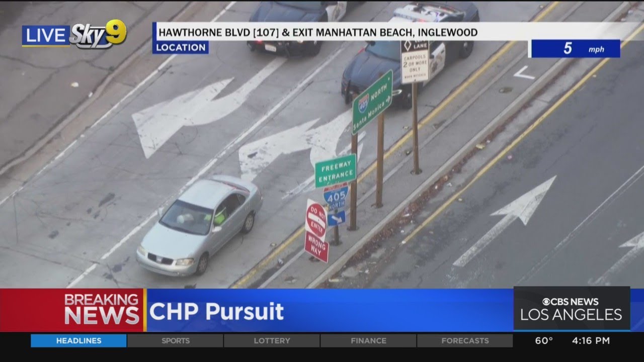Suspect exits freeway onto surface streets in Inglewood