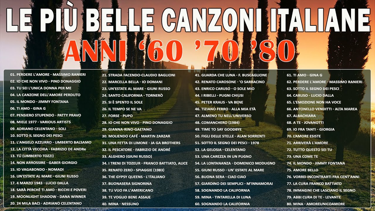 Le più belle canzoni italiane anni 60 70 80 - Miglior playlist di musica italiana anni 60 70 80